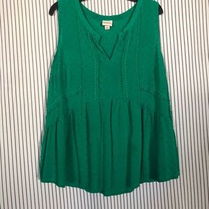 Green blouse.